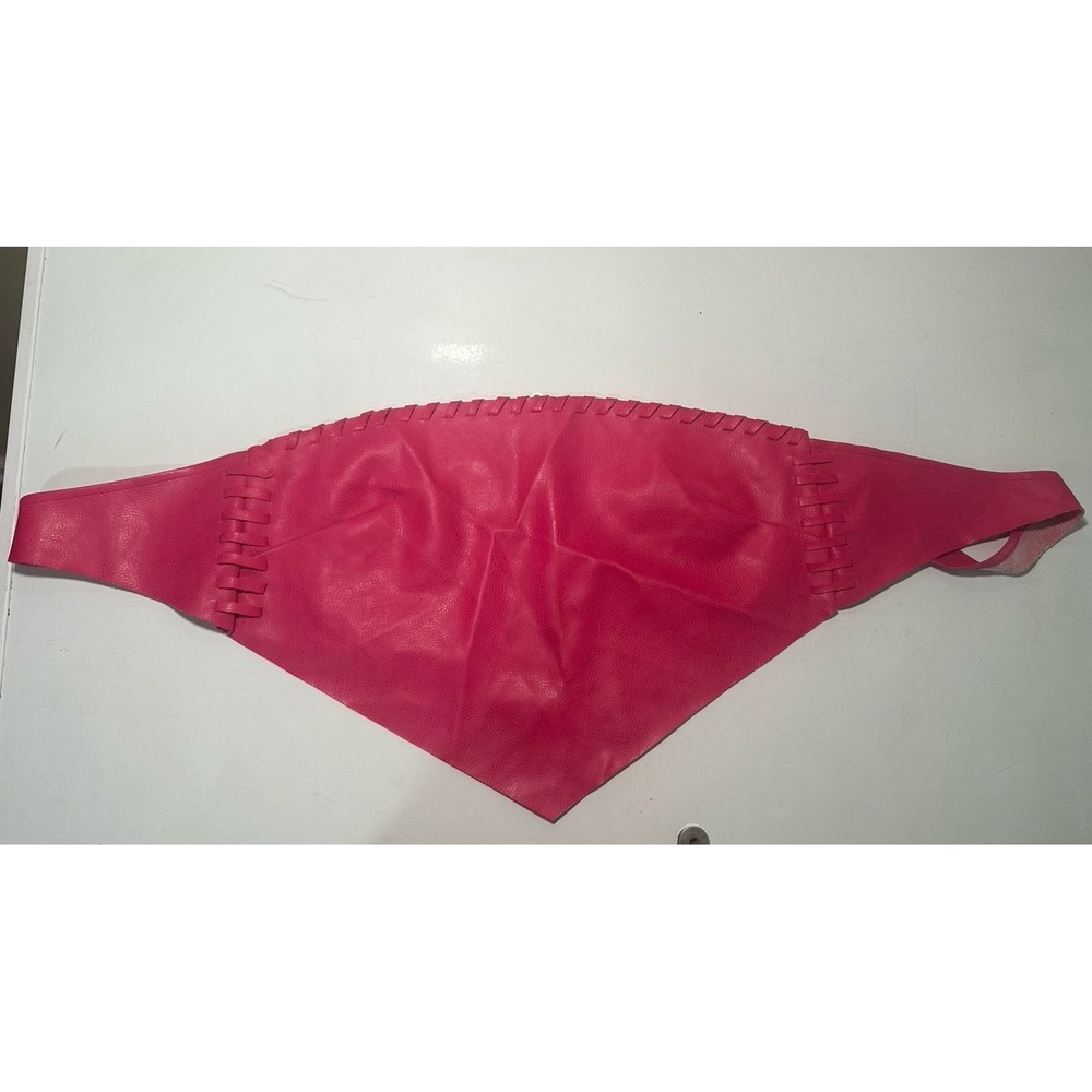 Vintage y2k formula x pink leather bandana style tie up top 
Size small. Cross c